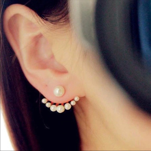 🔴 3/30$ Pearl Like Double Sided Stud Earrings - Picture 2 of 4